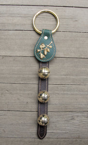 Bells on Leather Strap - Pinecones