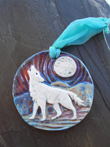 Wolf - Raku Medallion
