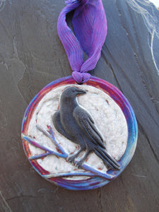 Raven - Raku Medallion