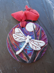 Dragonfly - Raku Medallion