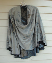 Load image into Gallery viewer, Cashmere Shawl - Reversible - Black w/ Tan &amp; Blue #14