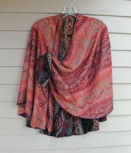 Cashmere Shawl - Reversible -  Stained Glass #6