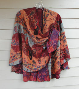 Cashmere Shawl - Reversible - Orange & Red #32