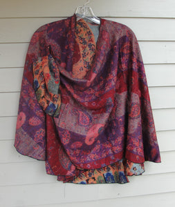 Cashmere Shawl - Reversible - Orange & Red #32
