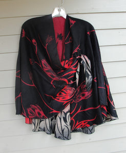 Cashmere Shawl - Reversible - Red, Black & White #39