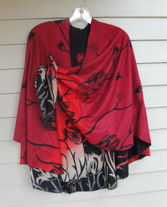 Cashmere Shawl - Reversible - Red, Black & White #39
