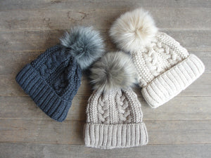 Polish Heavy Knit Beanie with single pompom