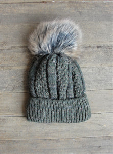 Polish Heavy Knit Beanie with single pompom