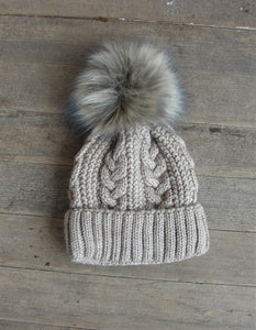 Polish Heavy Knit Beanie with single pompom