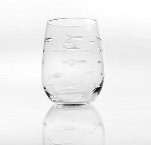 17 oz Stemless Wine Glass - School of Fish