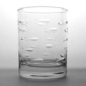 14 oz. Double Old Fashion Glass - School of Fish